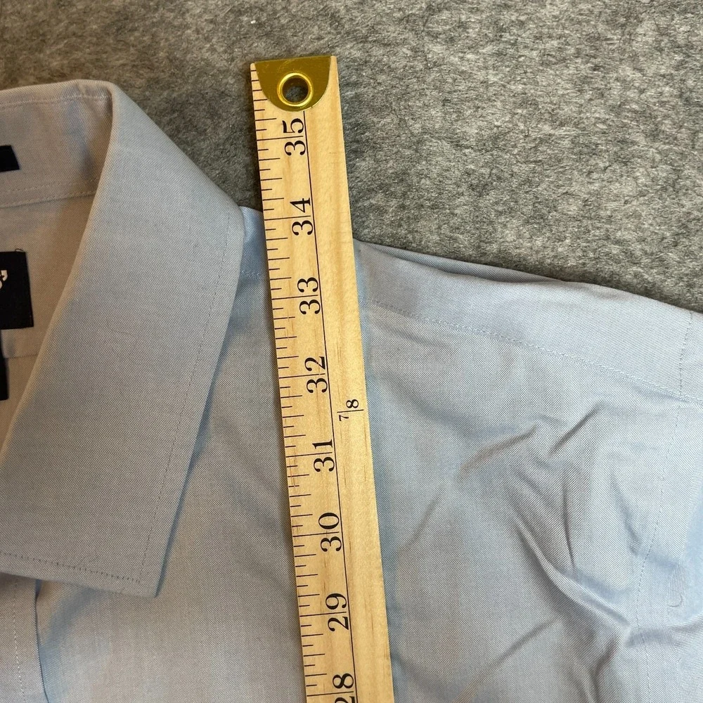 Lands' End Dress Shirt Men 16.5 Blue 100% Cotton Tailored Fit Collar Button Down
